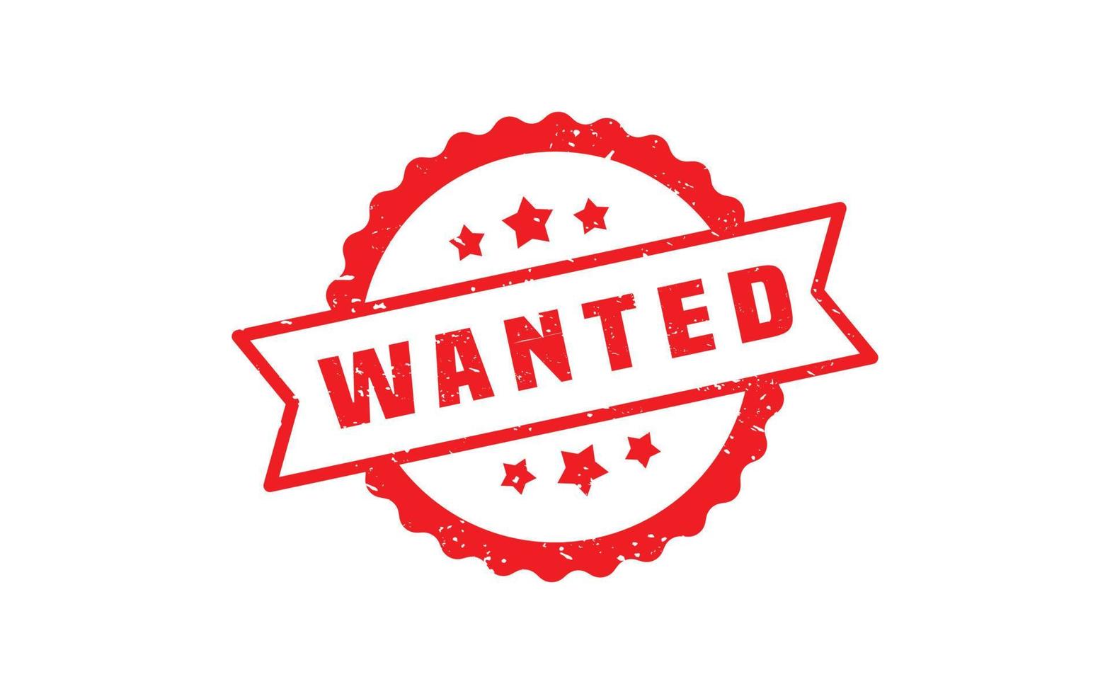 WANTED rubber stamp with grunge style on white background vector