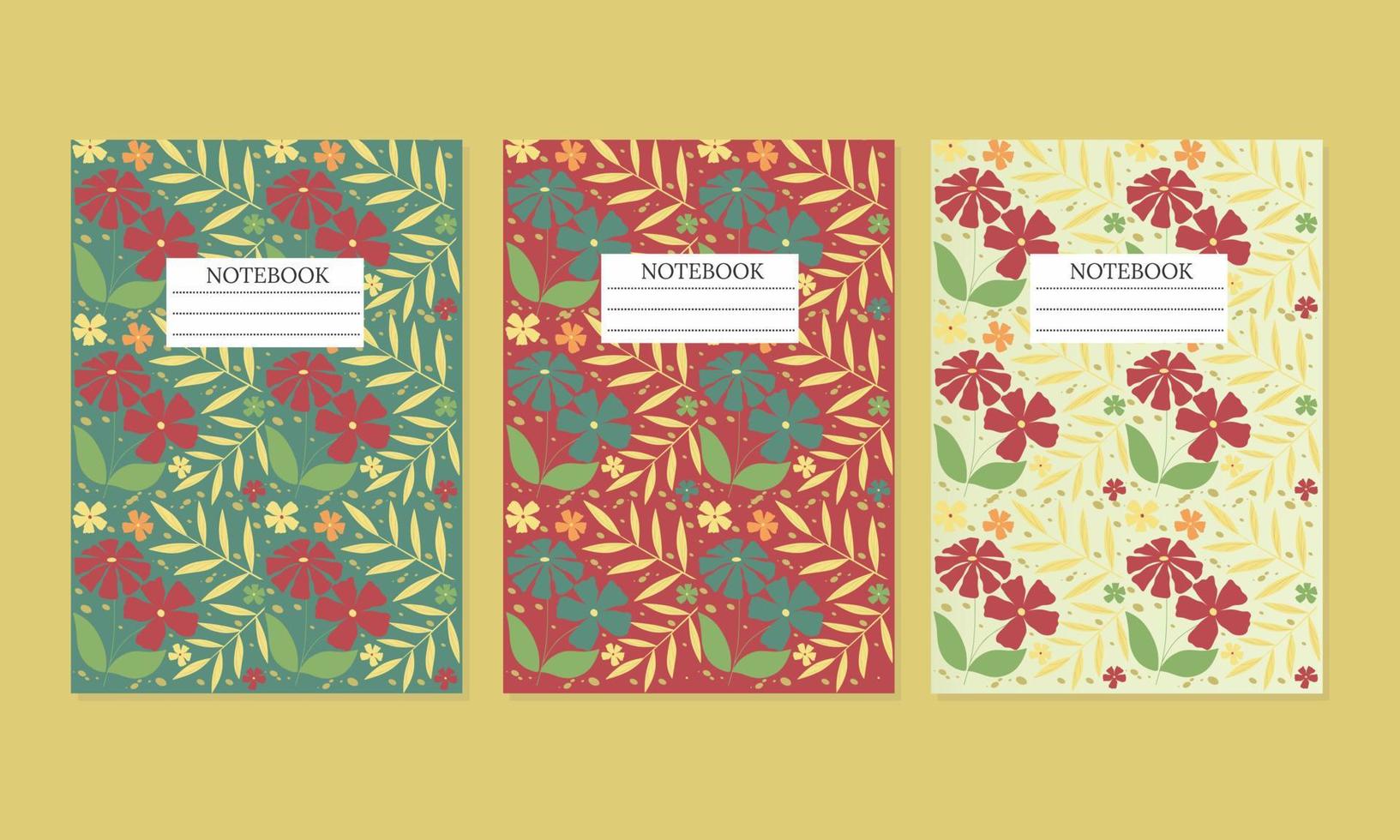 book cover sets. Beautiful abstract and floral design. Seamless pattern and mask used, easy to re-size. For notebooks, planners, brochures, books, catalogs. Vector illustration.