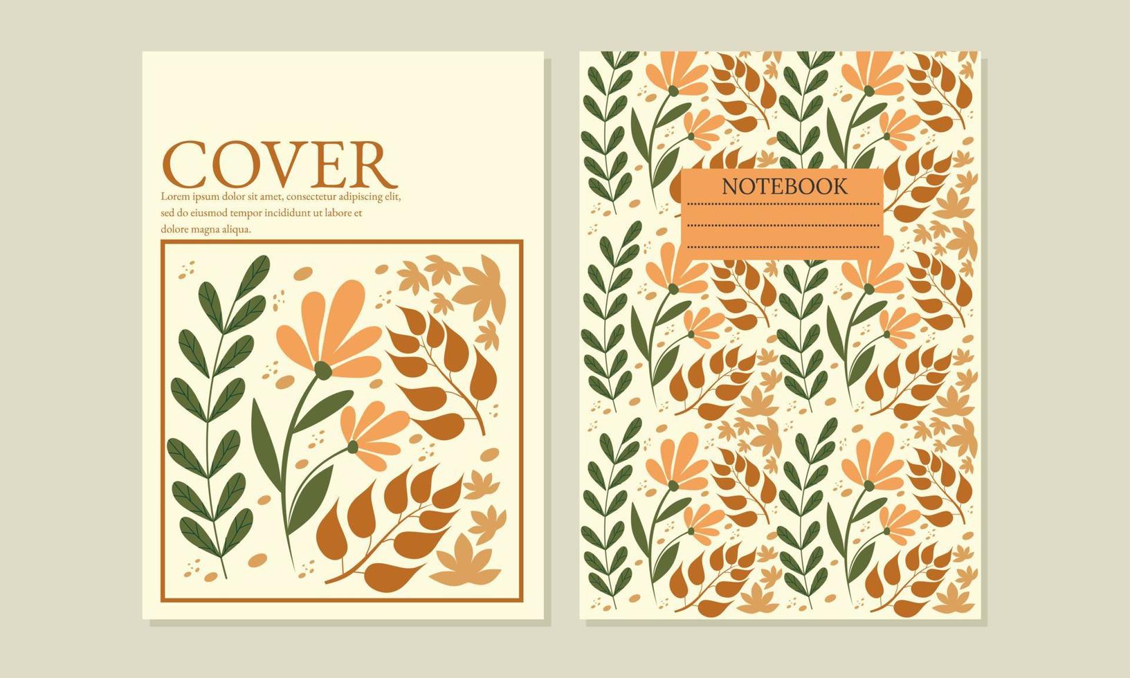 juegos de portadas de libros. hermoso diseño abstracto y floral. patrón sin costuras y máscara utilizada, fácil de cambiar el tamaño. para cuadernos, planificadores, folletos, libros, catálogos. ilustración vectorial vector