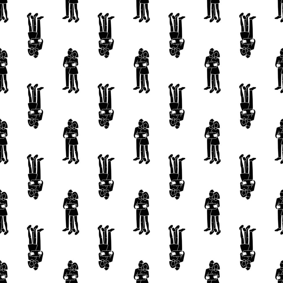 Couple family selfie pattern seamless vector