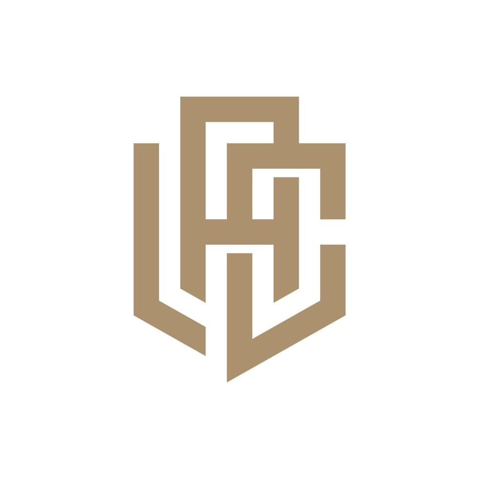concepto de logotipo de escudo de letras. diseño de logotipo de símbolo de marca de letra inicial lac vector