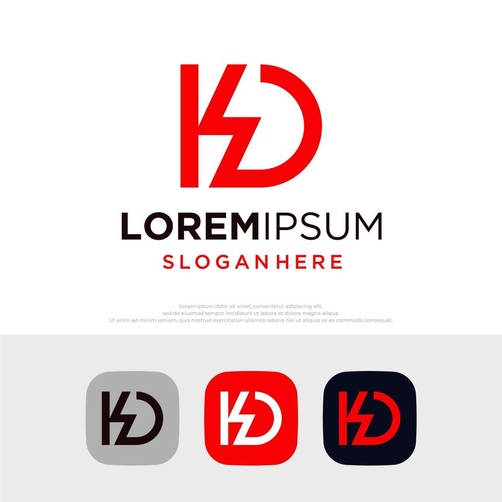 Monogram Logo Design Concept Vector. Initial KD Letter Mark Symbol Icon Logo Vector