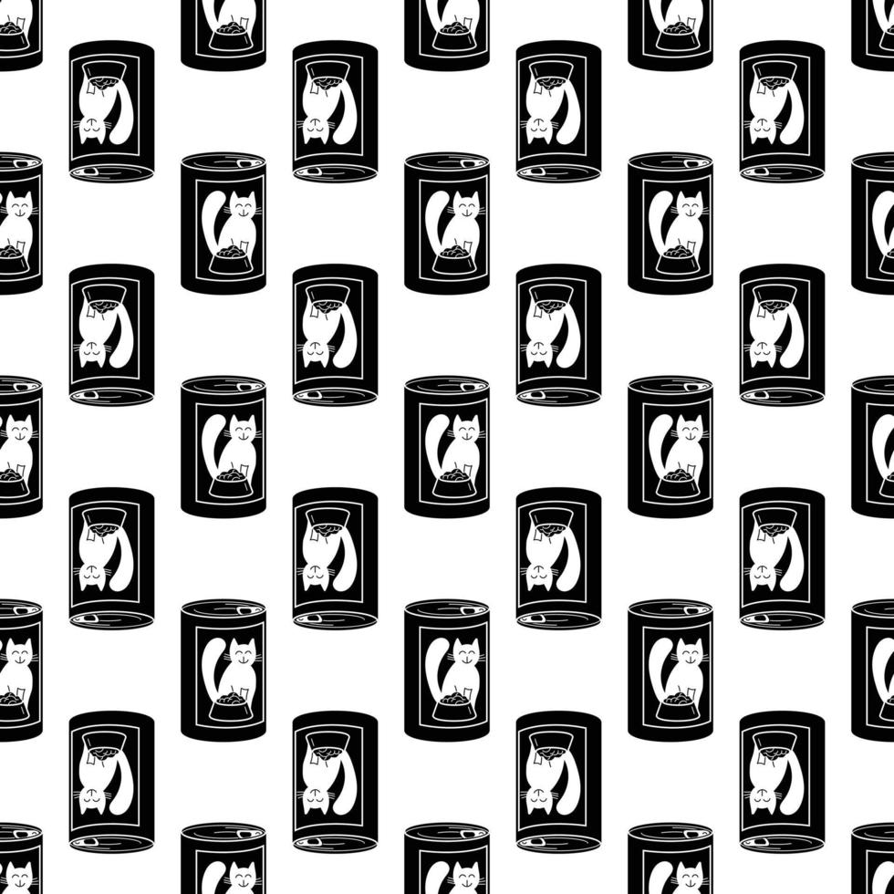 Cat food tin can pattern seamless vector