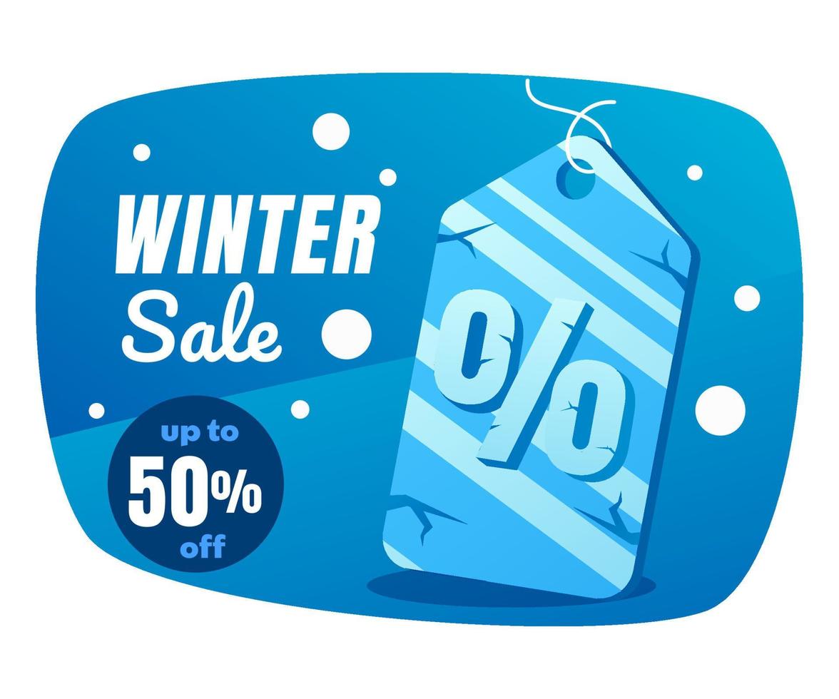 fondo de venta de invierno con etiqueta de venta congelada en hielo y nieve vector