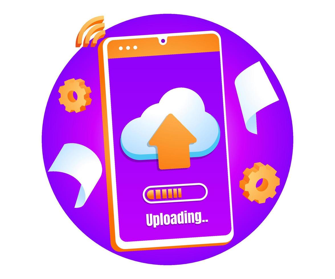 upload data using a mobile smartphone vector