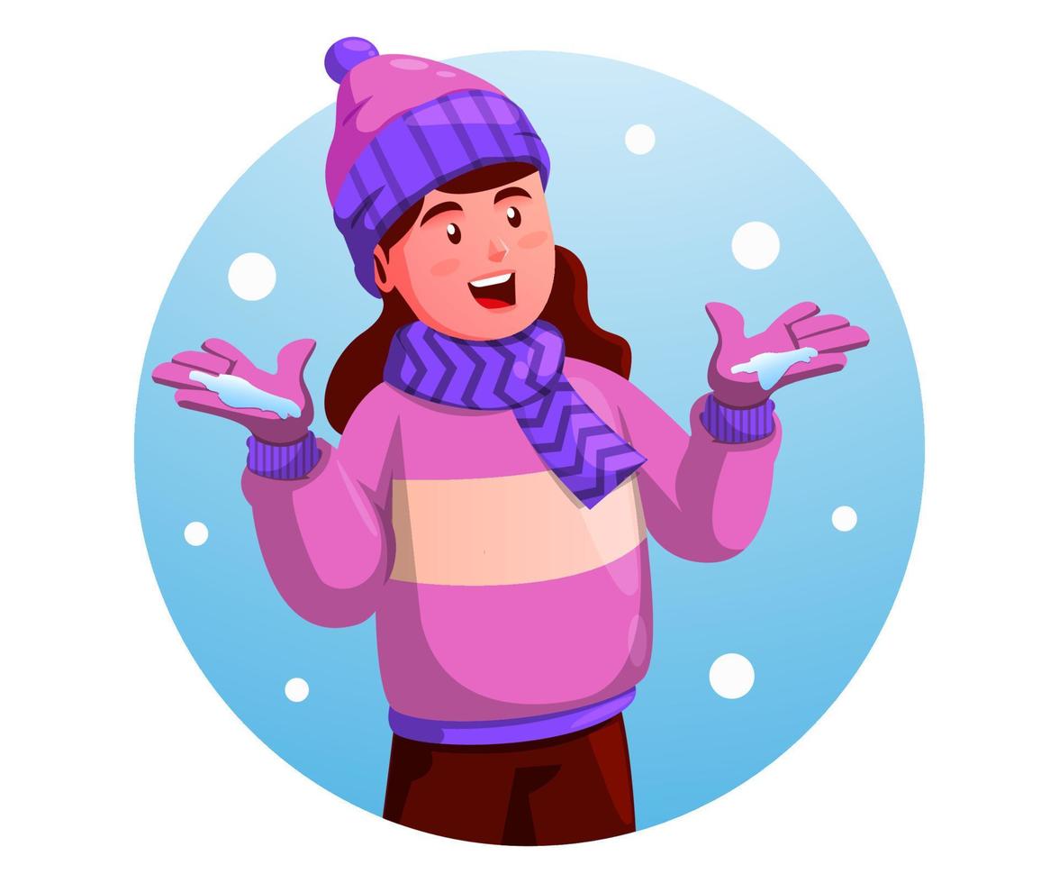 kids wearing winter clothes on a snowy day vector