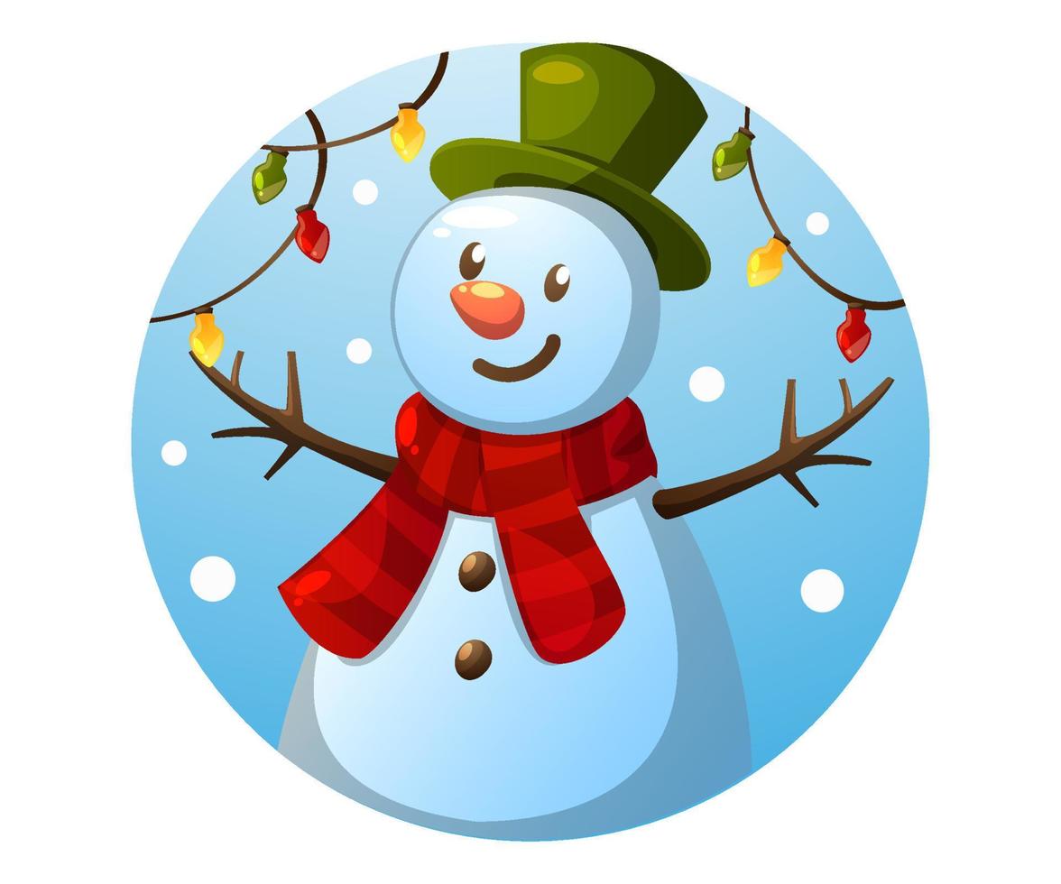 winter background with snowman vector