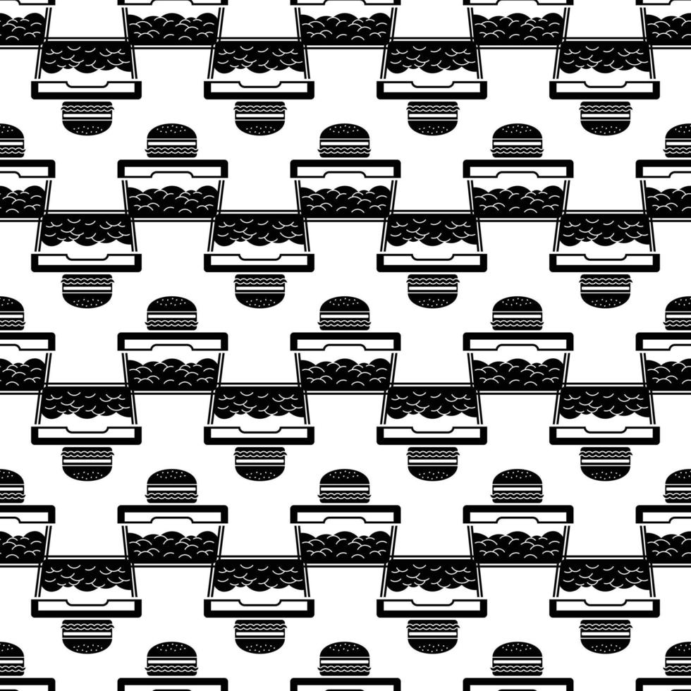 Burger on lunch box pattern seamless vector