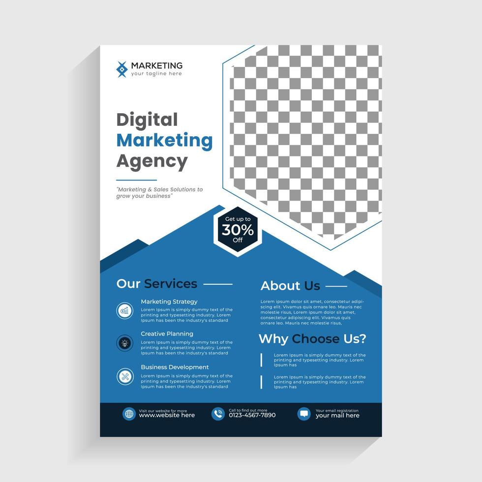 Plantilla de diseño de volante de negocios de agencia de marketing digital vector