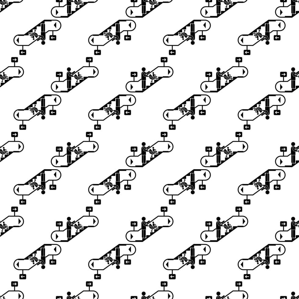Woman baby pram up escalator pattern seamless vector