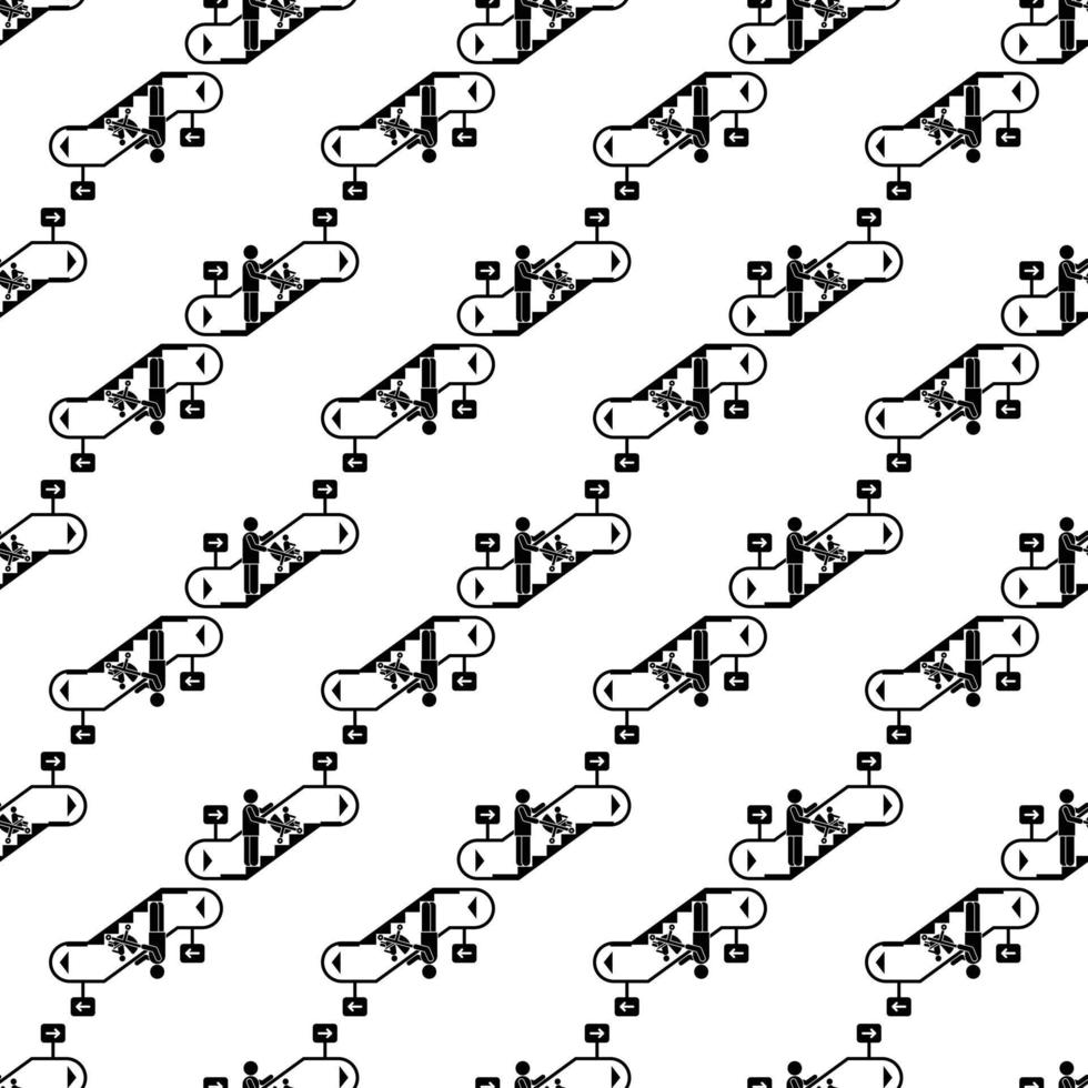 Woman baby pram up escalator pattern seamless vector