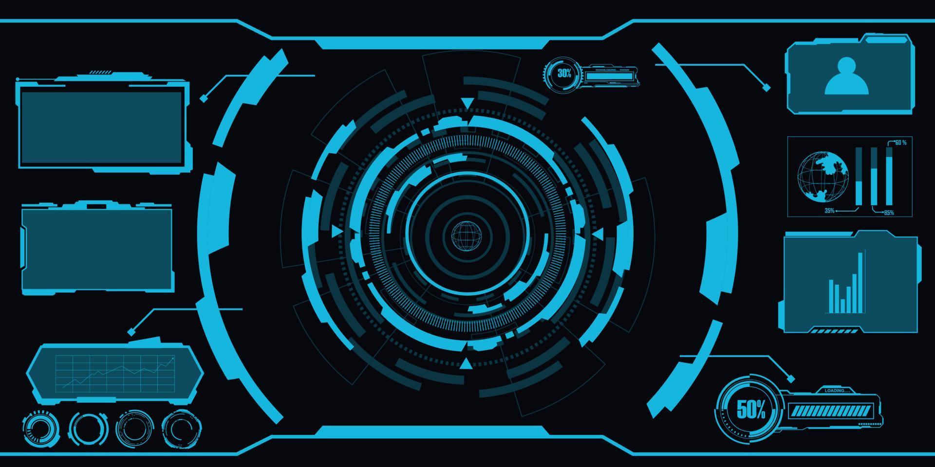 tecnología abstracta concepto futurista interfaz hud elementos de holograma de datos digitales y círculo vector