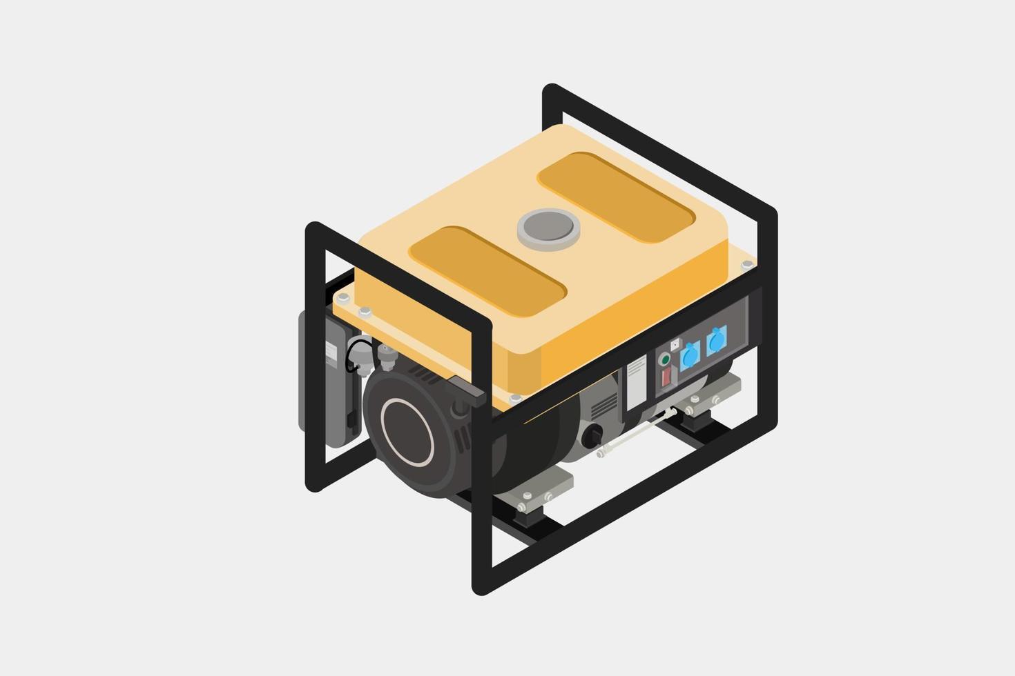 Prigenerator alternator isometric for industry and construction equipment isolated vector