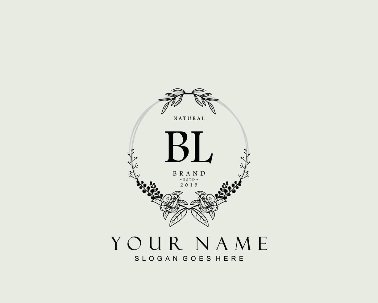 Initial BL beauty monogram and elegant logo design, handwriting logo of initial signature, wedding, fashion, floral and botanical with creative template. vector