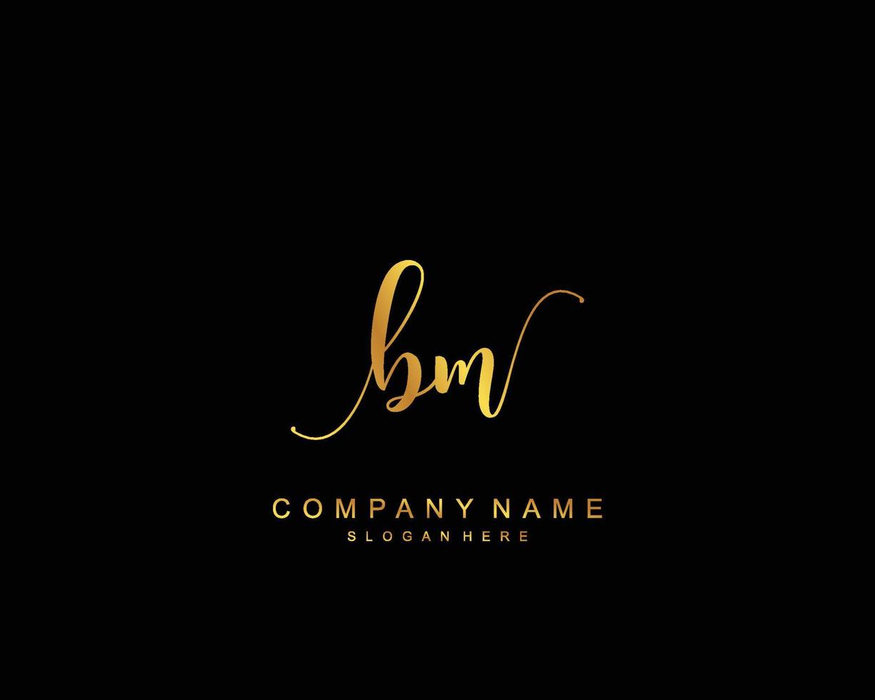 Initial BM beauty monogram and elegant logo design, handwriting logo of initial signature, wedding, fashion, floral and botanical with creative template. vector