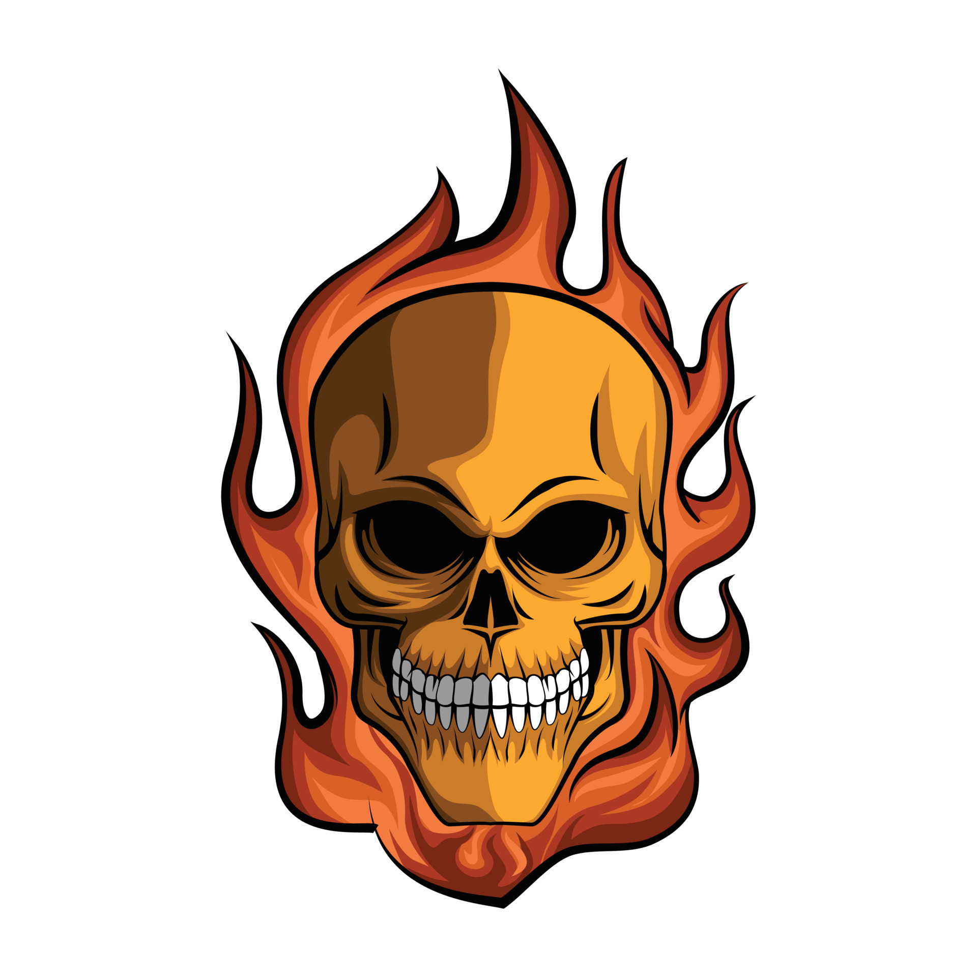 Evil Skull And Crossbones With Fire