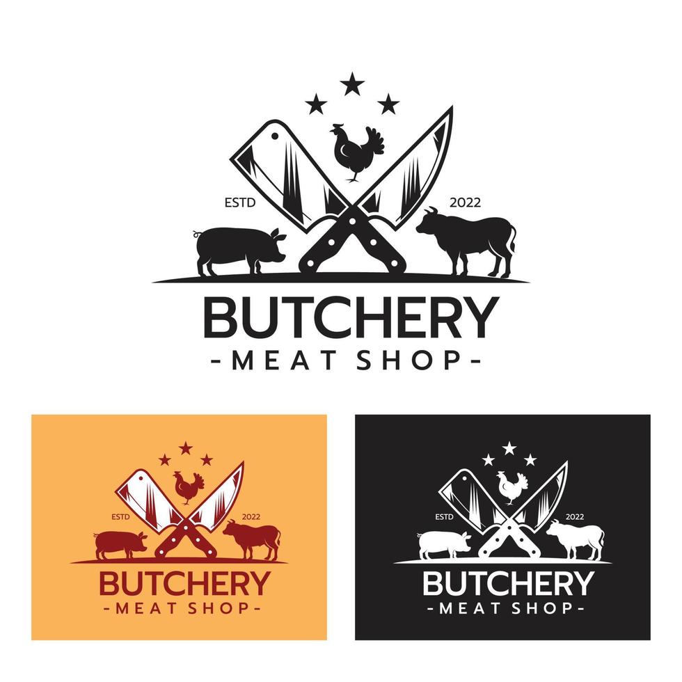 Butcher shop logo design vector