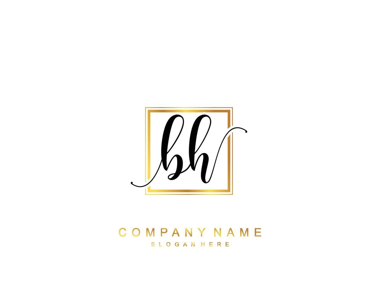 Initial BH beauty monogram and elegant logo design, handwriting logo of initial signature, wedding, fashion, floral and botanical with creative template. vector