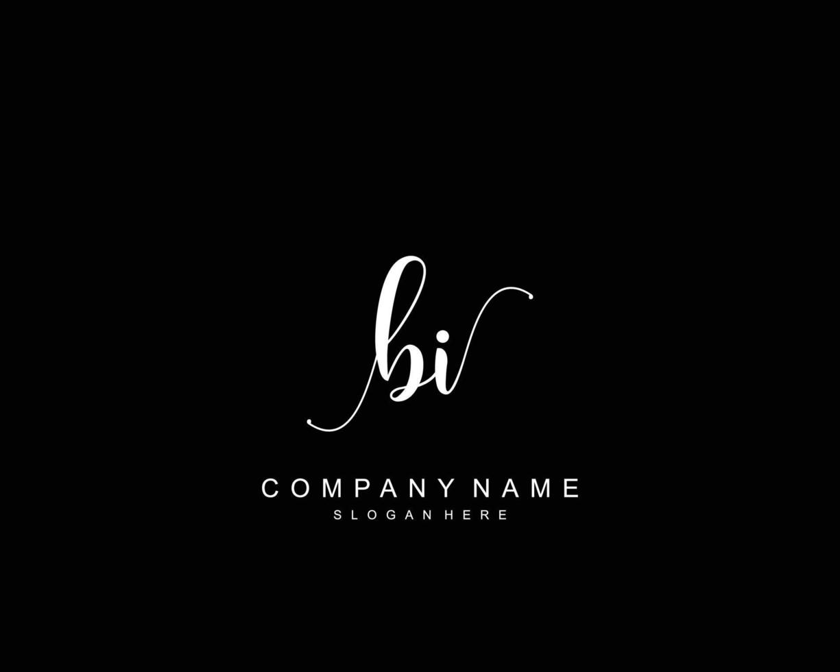 Initial BI beauty monogram and elegant logo design, handwriting logo of initial signature, wedding, fashion, floral and botanical with creative template. vector