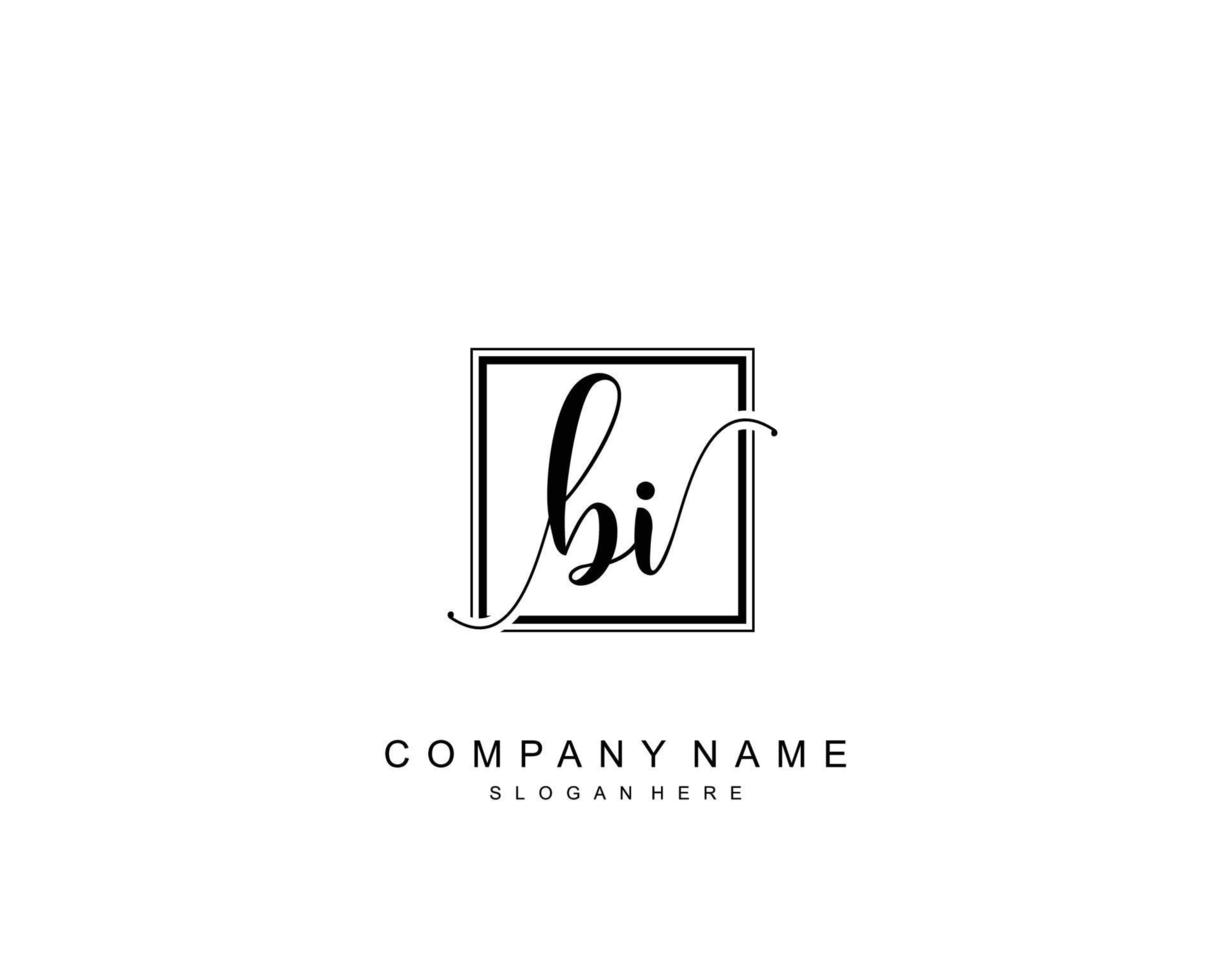 Initial BI beauty monogram and elegant logo design, handwriting logo of initial signature, wedding, fashion, floral and botanical with creative template. vector