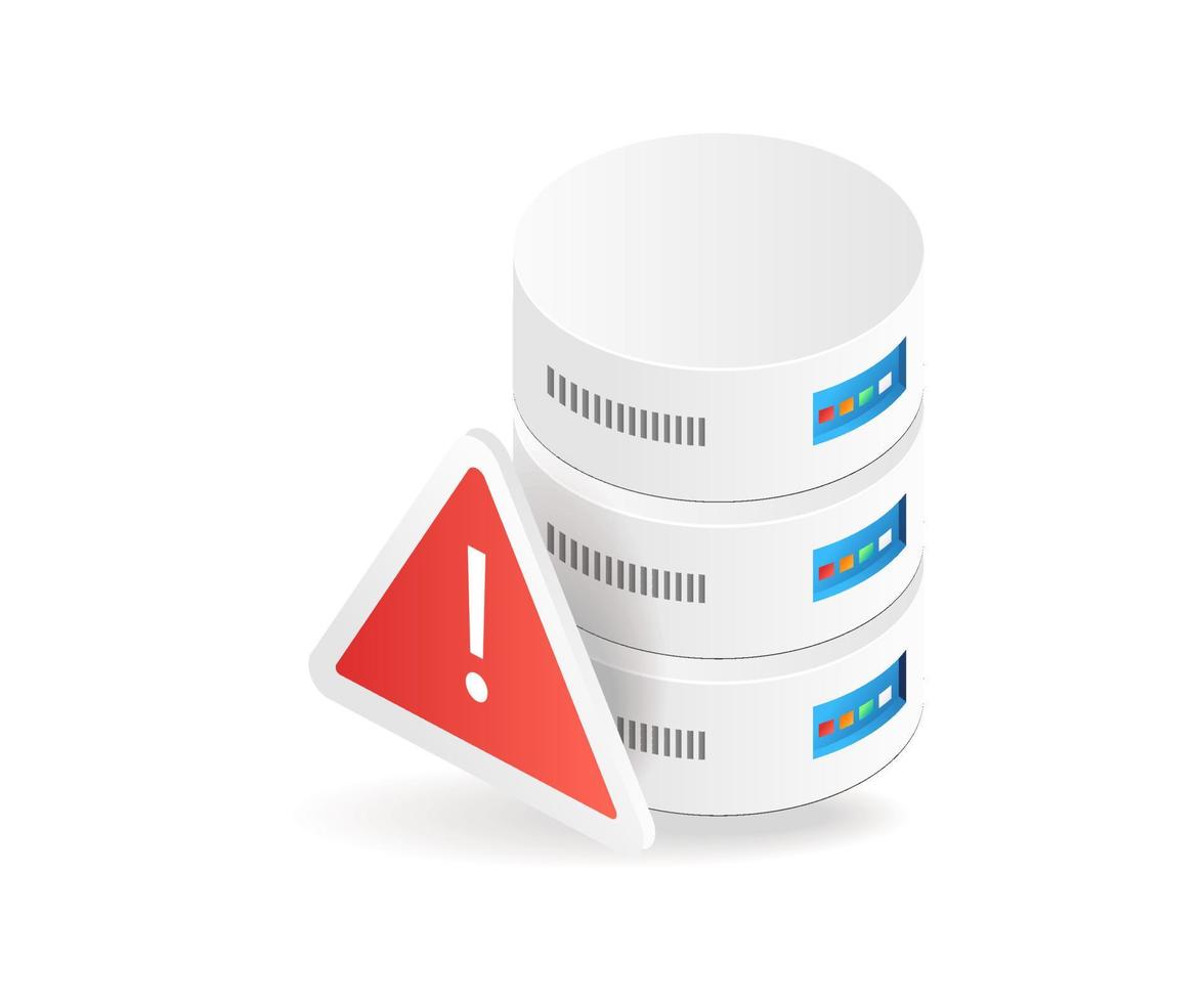 Flat isometric 3d illustration database hardware error vector