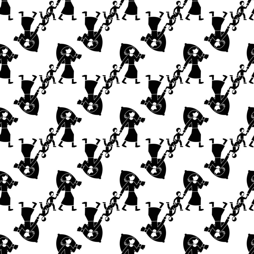Migrant mother kid pattern seamless vector