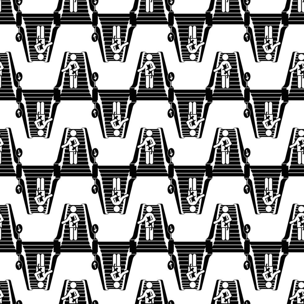 Man escalator down pattern seamless vector