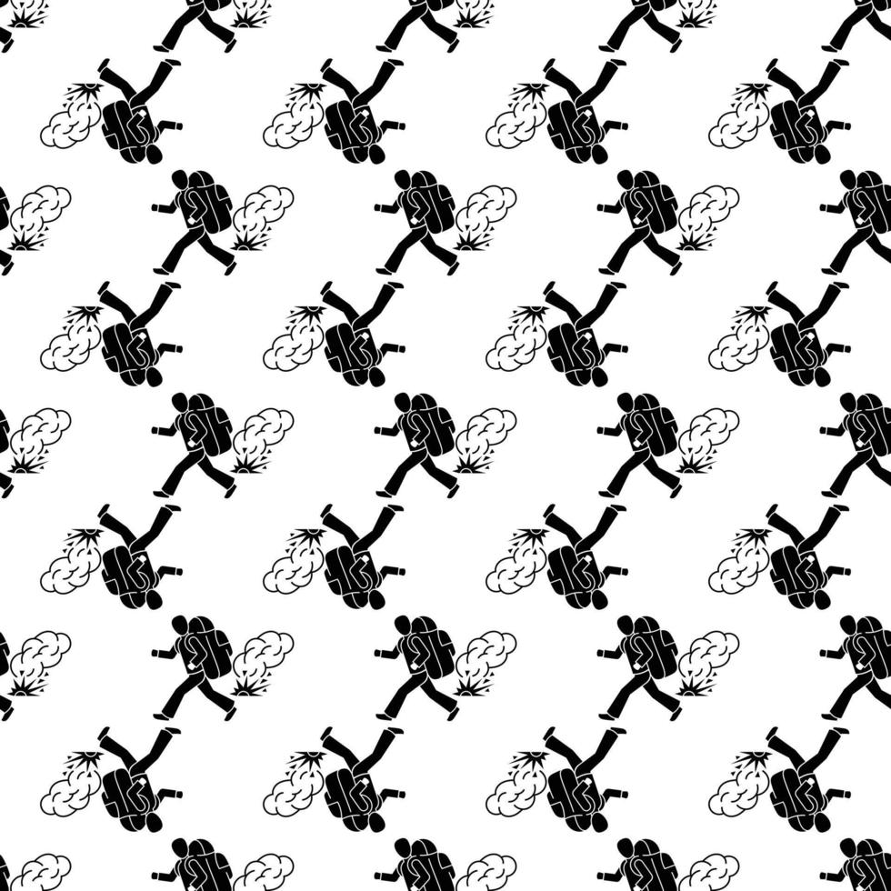 Running migrant man pattern seamless vector