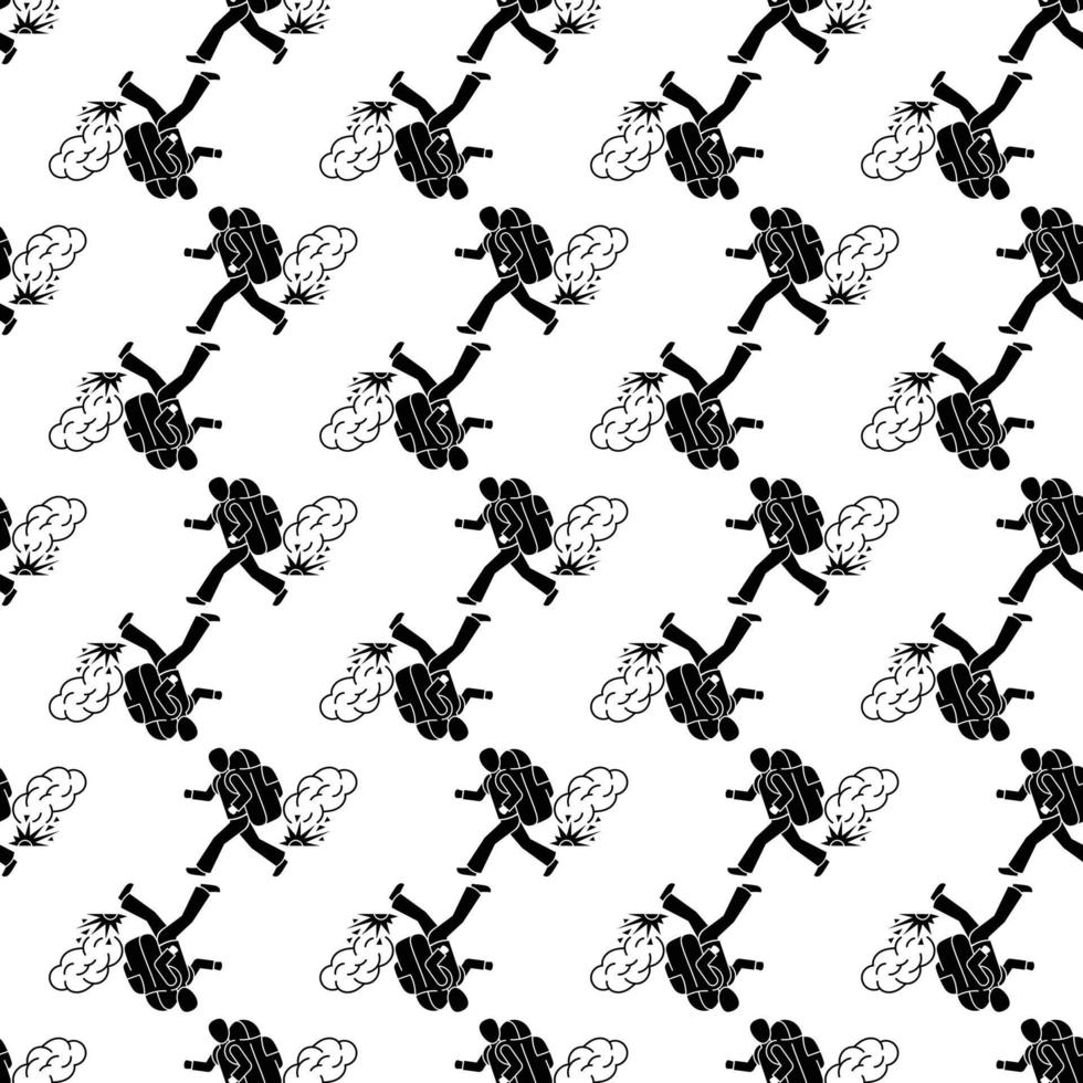 Running migrant man pattern seamless vector