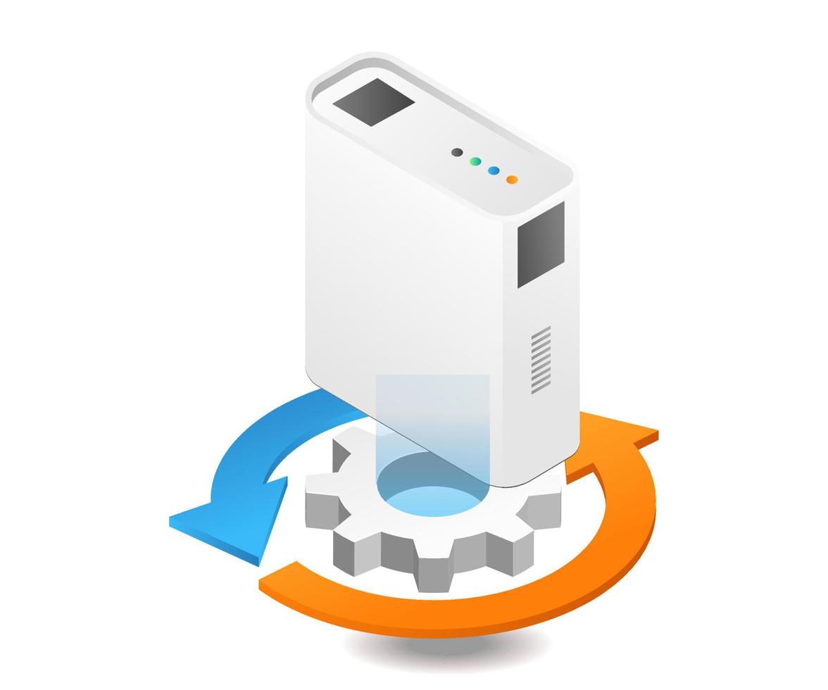 proceso de recuperación de error de datos de ilustración 3d isométrica plana renderizado agradable vector