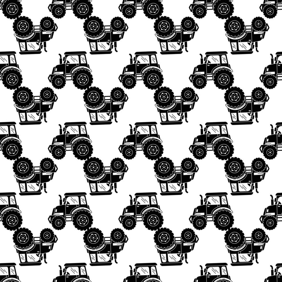 vector sin costuras de patrón de tractor de granja grande