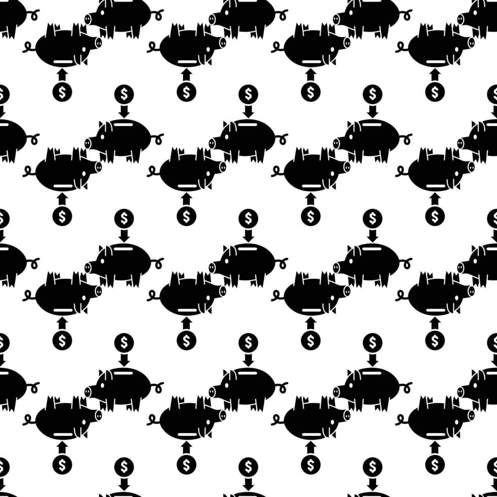 Coin piggy bank pattern seamless vector