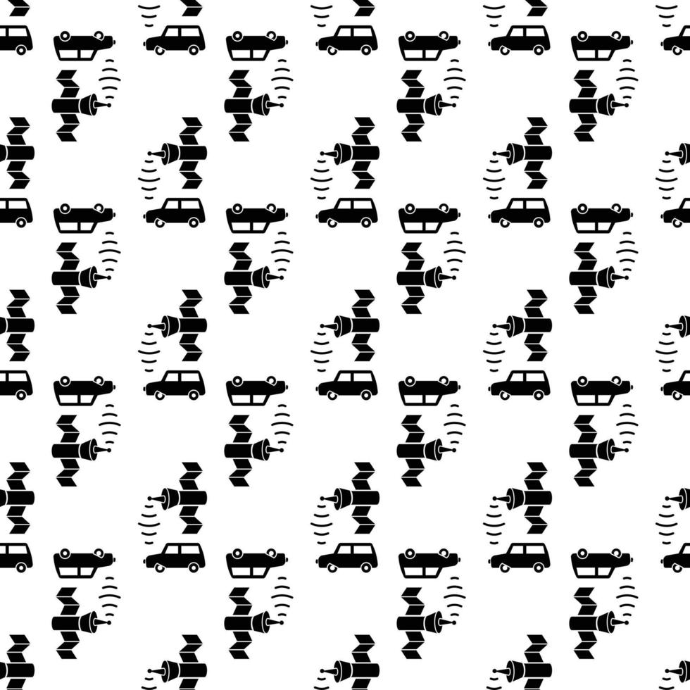 Smart car satellite connection pattern seamless vector