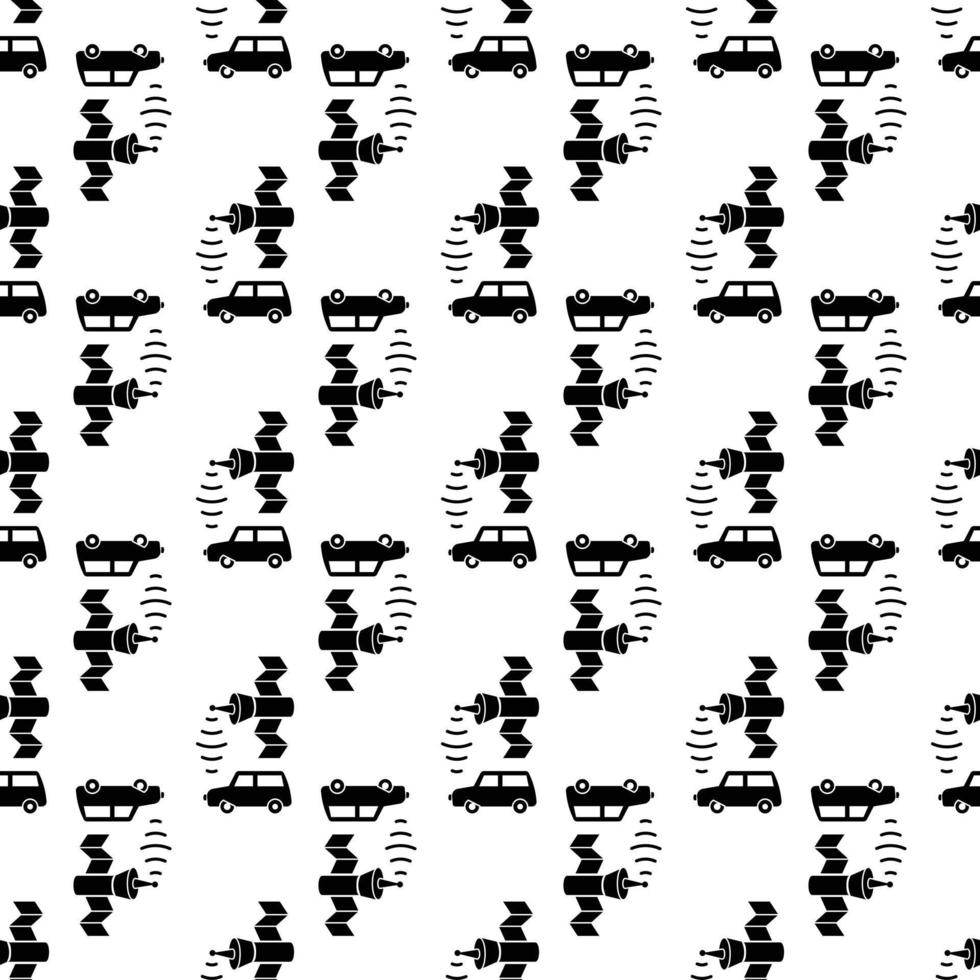 Smart car satellite connection pattern seamless vector