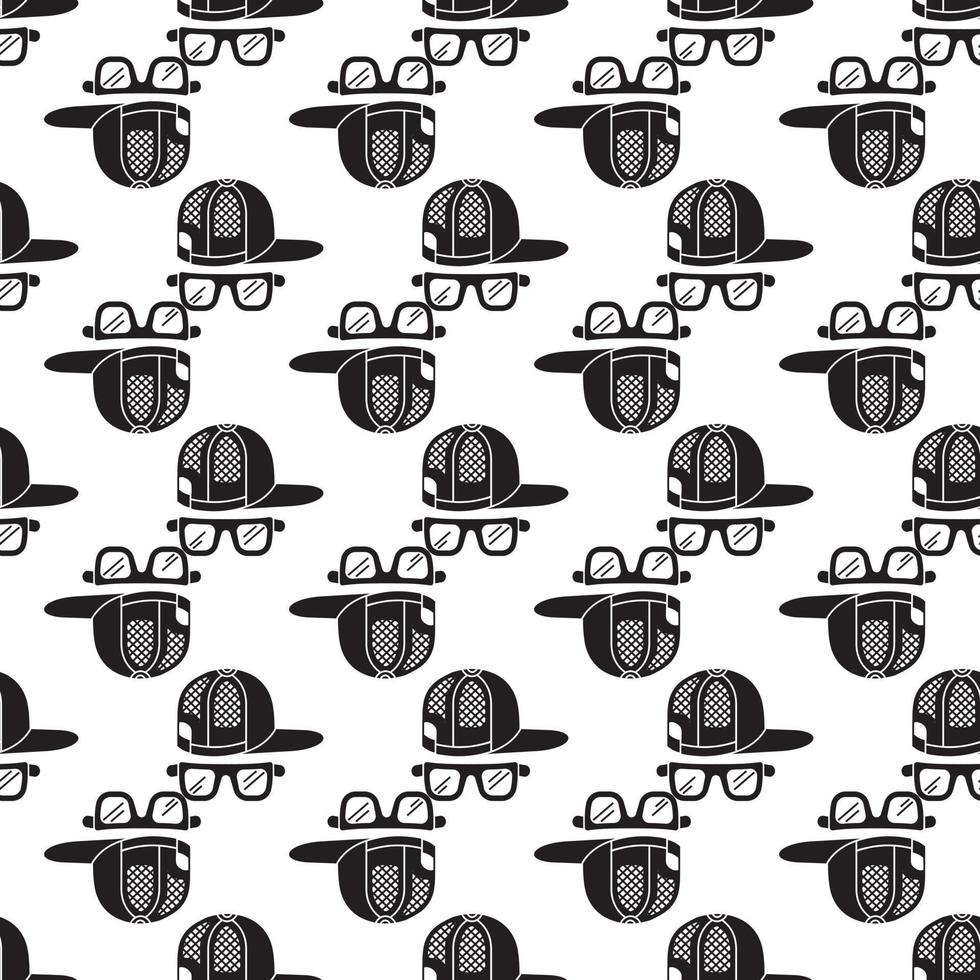 Baseball cap glasses pattern seamless vector