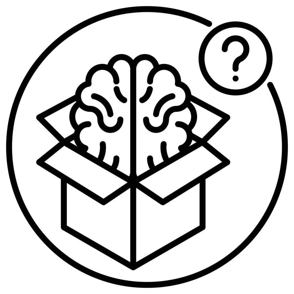 Outline icon for brain box think. vector