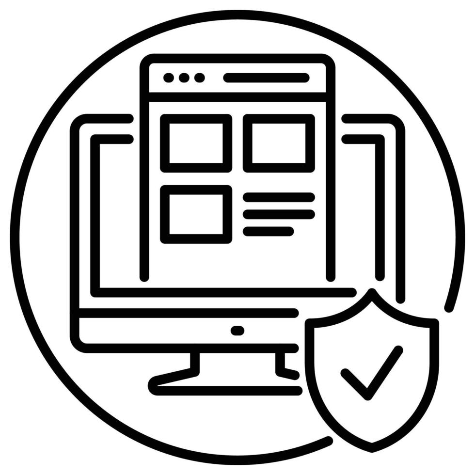 Outline icon for protect optimization website. vector