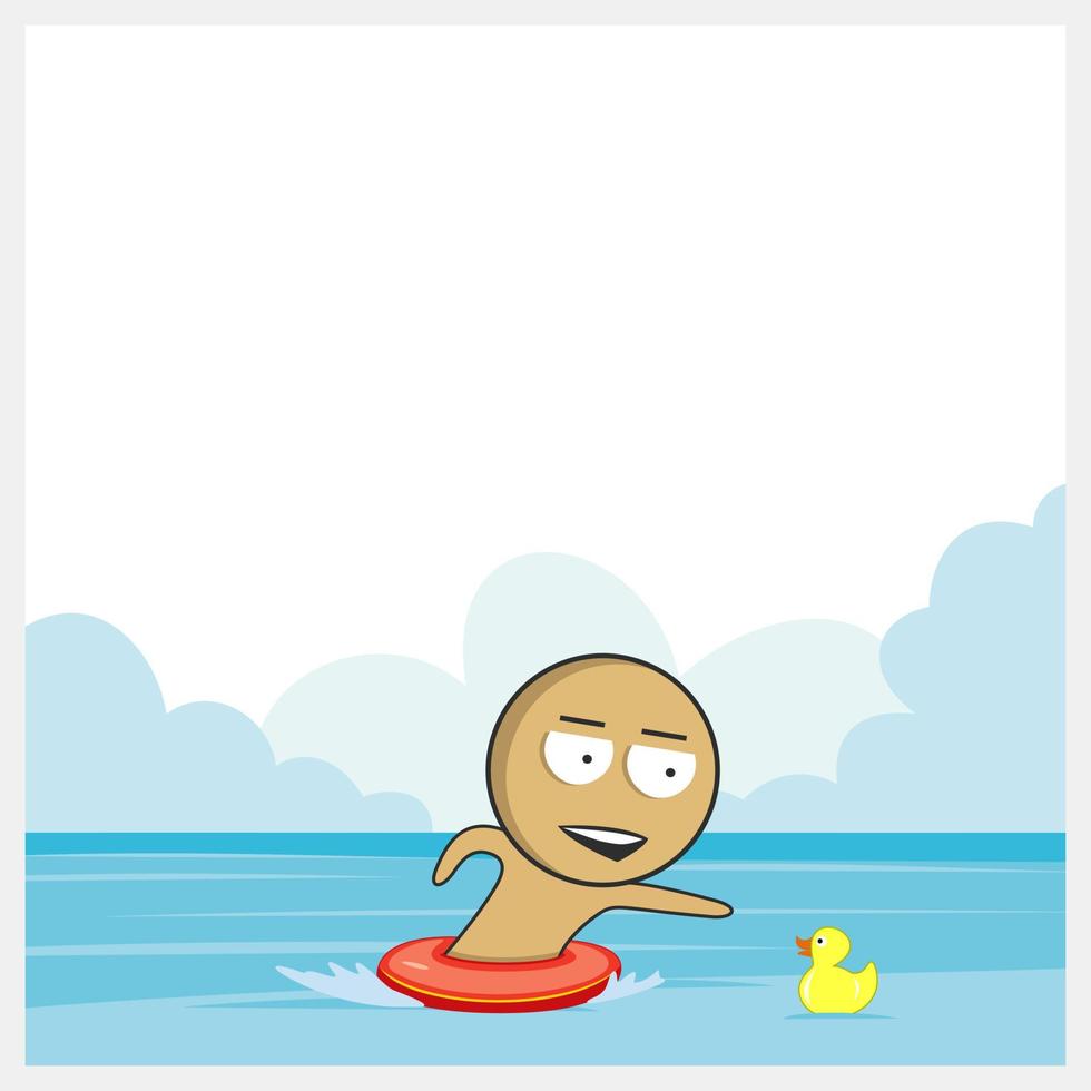 Man in a life buoy vector