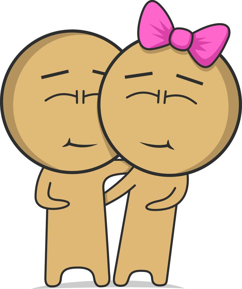 Boy and girl stand side by side and hug vector