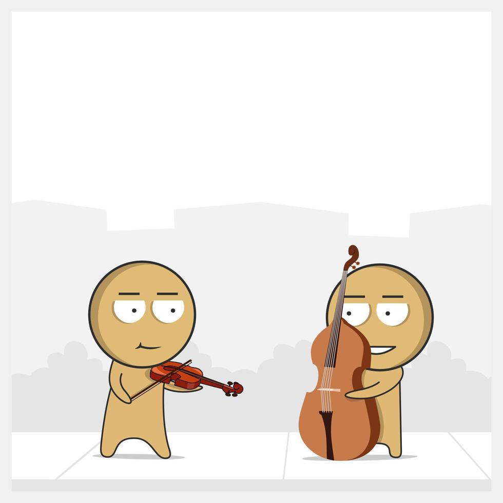 Musician learning to play the violin vector