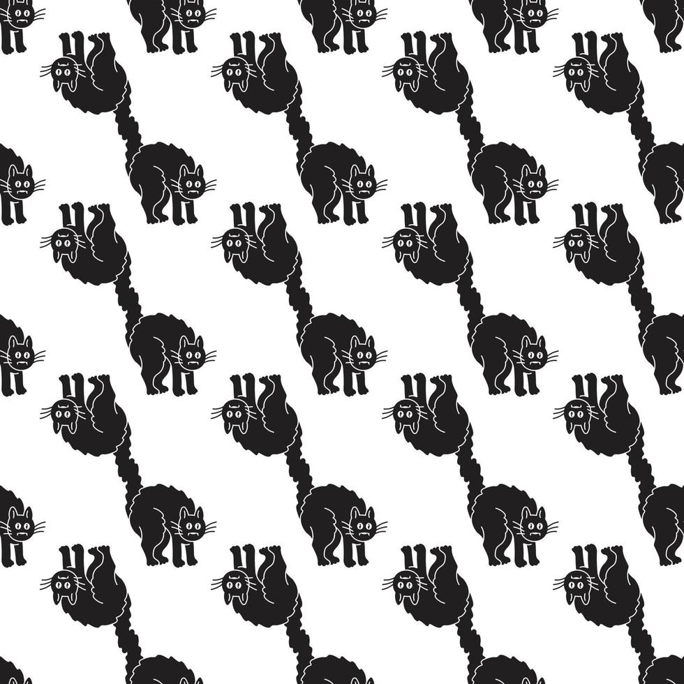 Scary black cat pattern seamless vector