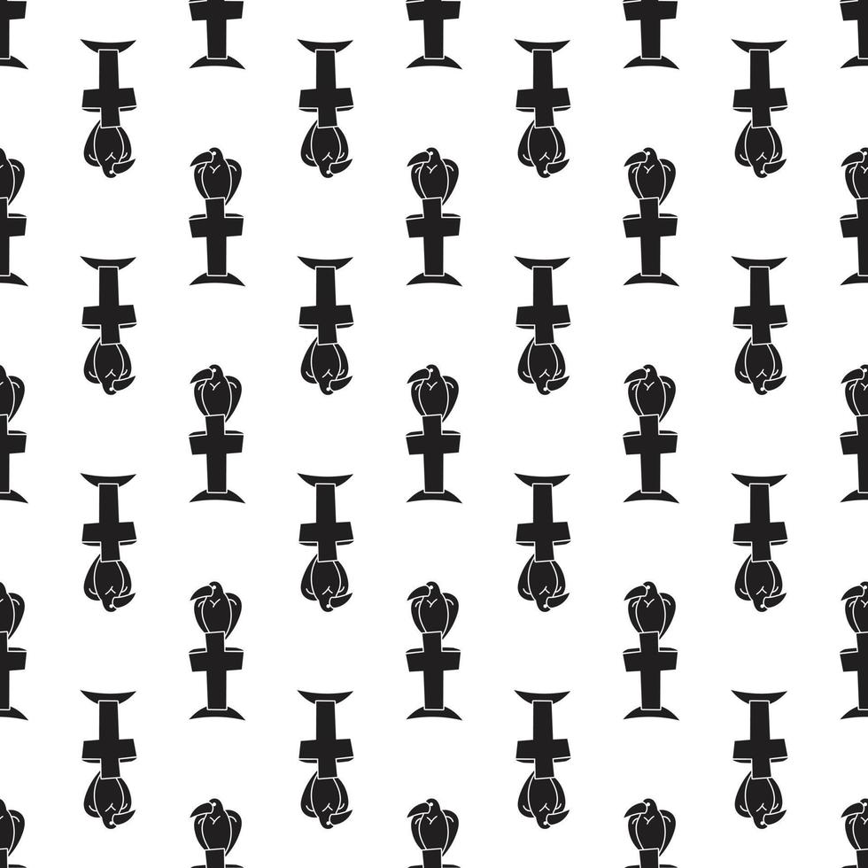 Bird on grave cross pattern seamless vector