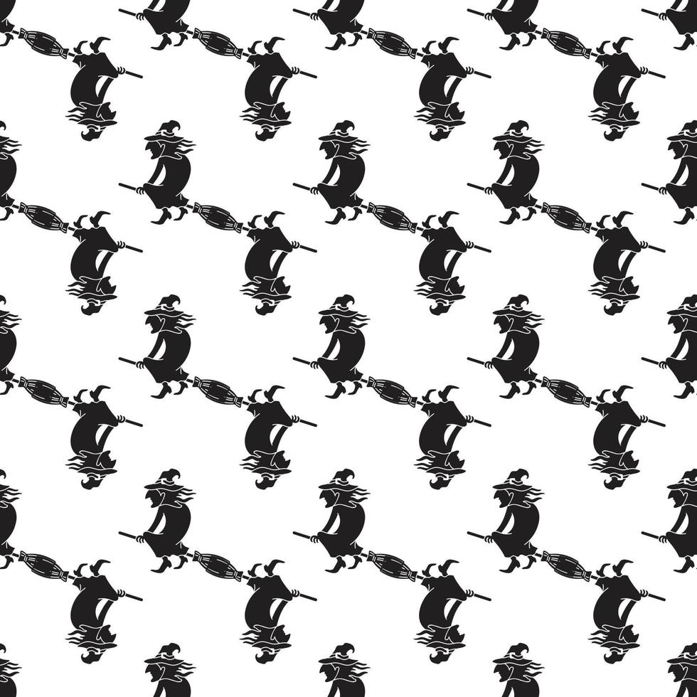 Witch on broom pattern seamless vector