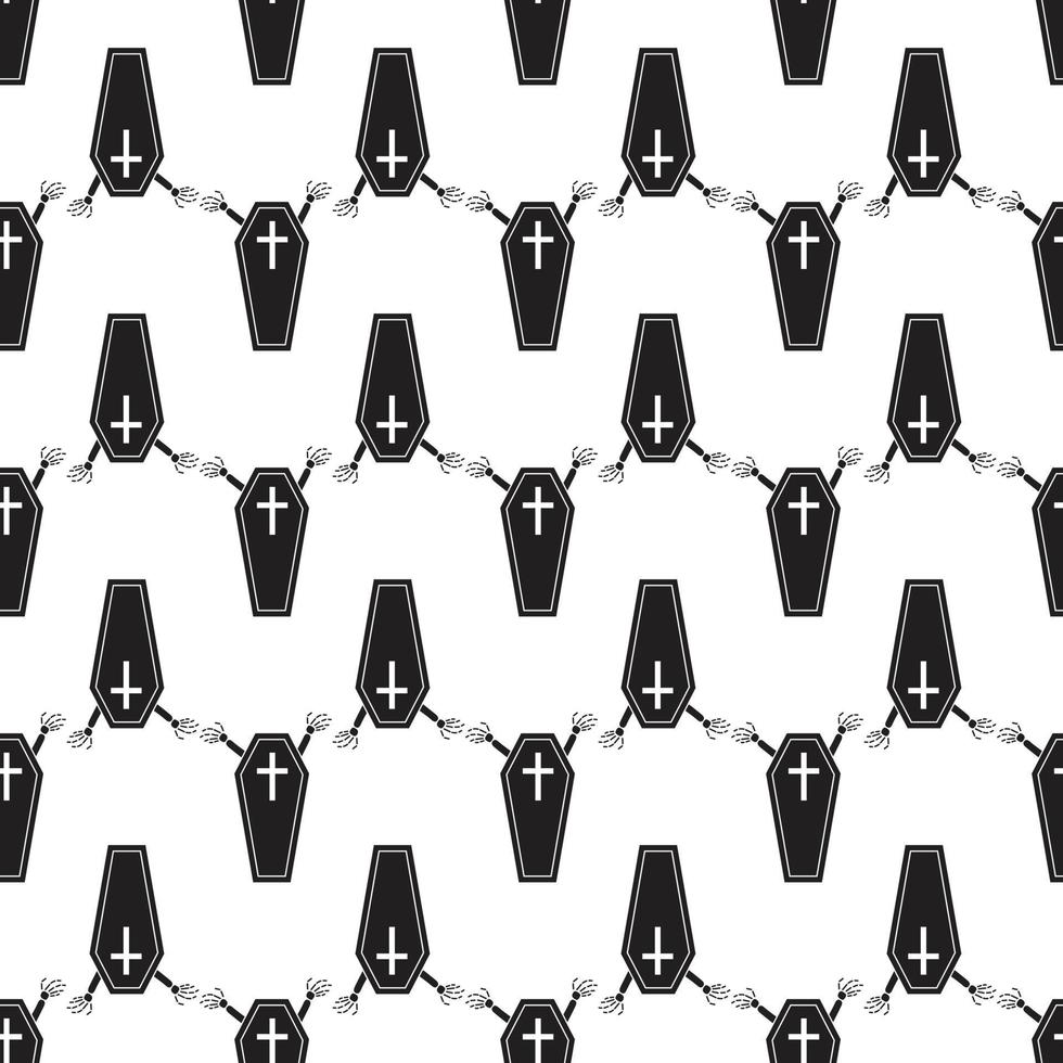 Halloween coffin pattern seamless vector