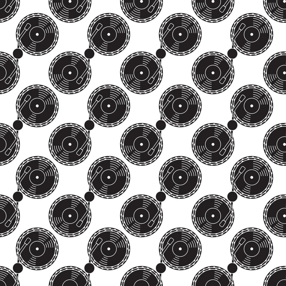 Vinyl disc player pattern seamless vector