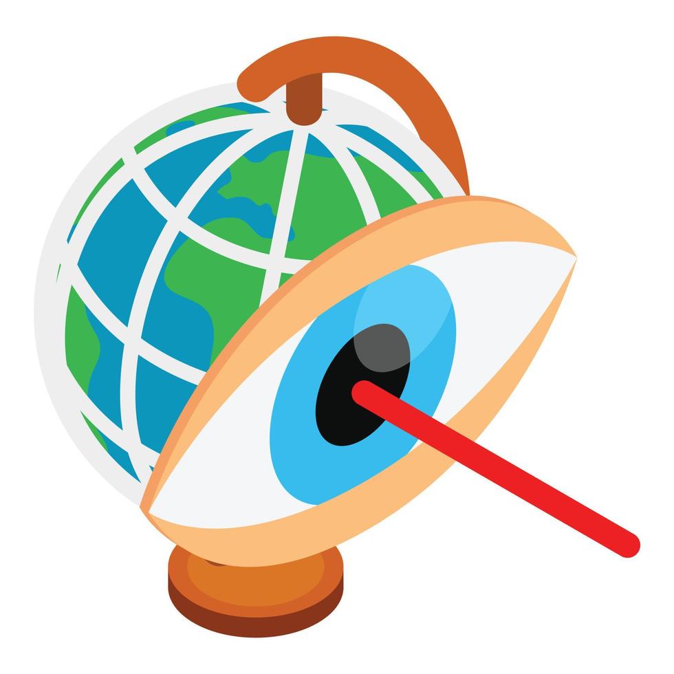 Laser surgery icon isometric vector. Globe earth and laser beam in human eye vector