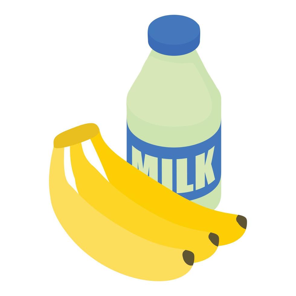 Smoothie ingredient icon isometric vector. Fresh bottle milk and banana bunch vector