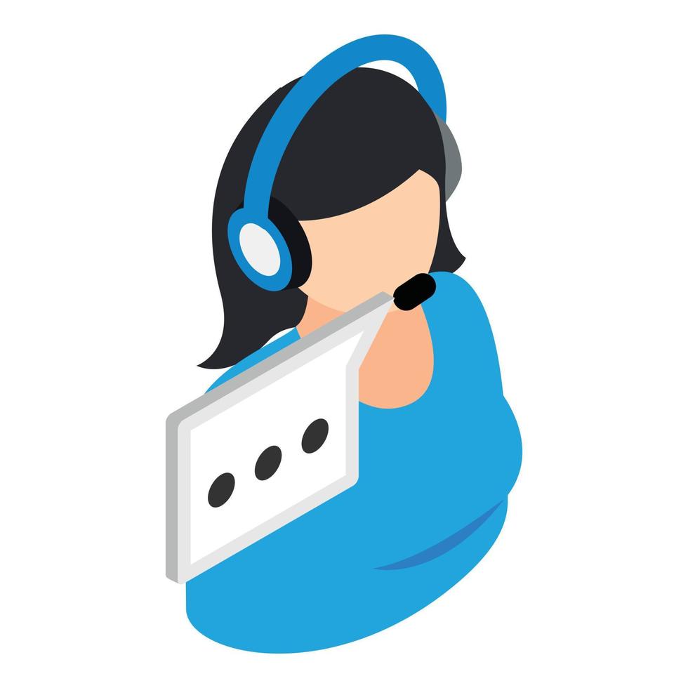 Support service icon isometric vector. Talking woman operator with headset vector