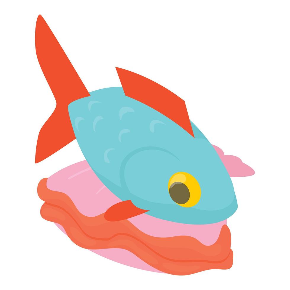 Seafood icon isometric vector. Fresh raw fish and oyster shell icon vector
