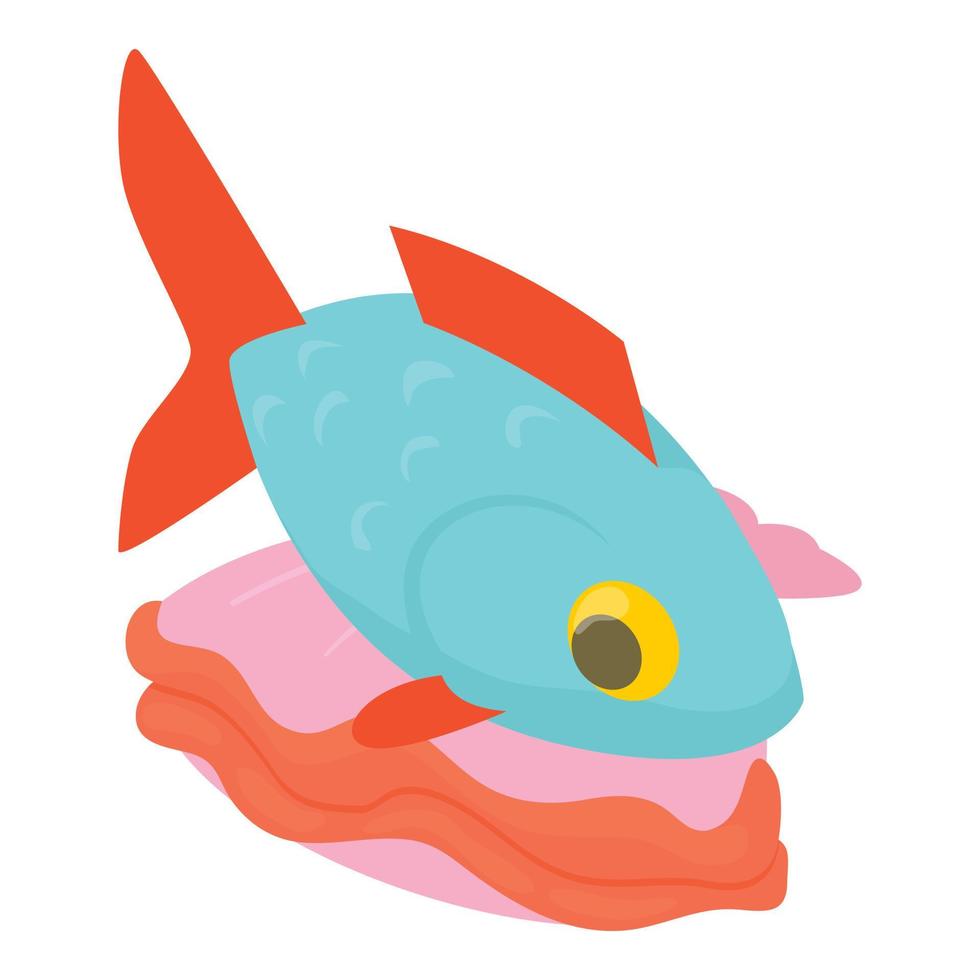 icono de mariscos vector isométrico. icono de concha de ostra y pescado crudo fresco